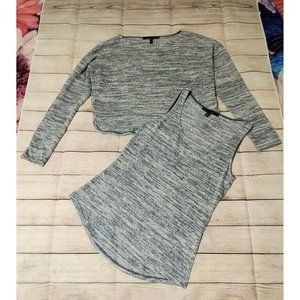 WHBM Gray Glitter Cropped Sweater Silver Shimmer Cropped Sweater with Shirt